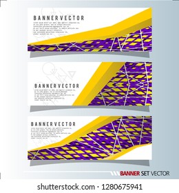 Set of horizontal banners. Abstract background with simple yellow lines. Vector illustration.