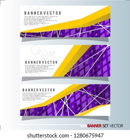 Set of horizontal banners. Abstract background with simple yellow lines. Vector illustration.