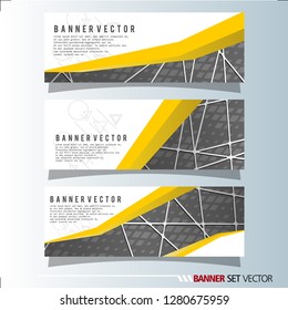 Set of horizontal banners. Abstract background with simple yellow lines. Vector illustration.