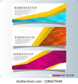 Set of horizontal banners. Abstract background with simple yellow lines. Vector illustration.