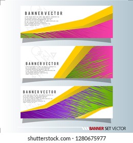 Set of horizontal banners. Abstract background with simple yellow lines. Vector illustration.