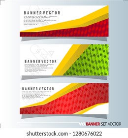 Set of horizontal banners. Abstract background with simple yellow lines. Vector illustration.