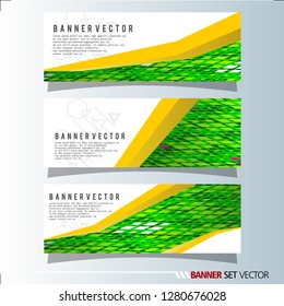 Set of horizontal banners. Abstract background with simple yellow lines. Vector illustration.