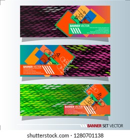 Set of horizontal banners. Abstract background with colorful squares shape. Vector illustration.