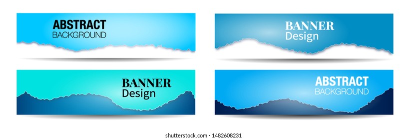 Set of horizontal banners. Abstract background with paper cut shapes. Vector design layout for business presentations, flyers, posters and invitations. 