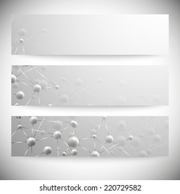 Set of horizontal banners. Abstract blue background vector illustration.