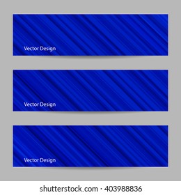 Set of horizontal banners. Abstract blue striped background. Business, science, medicine and technology design.