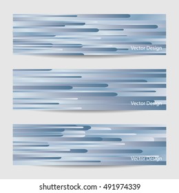 Set of horizontal banners. Abstract blue striped background. Business, science, medicine and technology design.