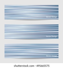 Set of horizontal banners. Abstract blue striped background. Business, science, medicine and technology design.