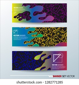 Set of horizontal banners. Abstract colorful background with simple geometric lines. Vector illustration.