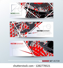 Set of horizontal banners. Abstract colorful background with simple geometrical lines. Vector illustration.