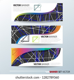 Set of horizontal banners. Abstract colorful background with simple geometric lines. Vector illustration.