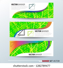 Set of horizontal banners. Abstract colorful background with simple geometric lines. Vector illustration.