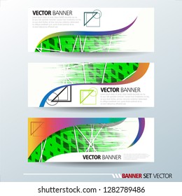 Set of horizontal banners. Abstract colorful background with simple geometric lines. Vector illustration.