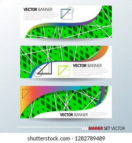 Set of horizontal banners. Abstract colorful background with simple geometric lines. Vector illustration.