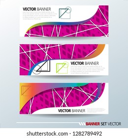 Set of horizontal banners. Abstract colorful background with simple geometric lines. Vector illustration.