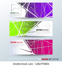 Set of horizontal banners. Abstract colorful background with simple geometric lines. Vector illustration.