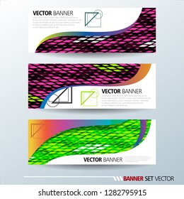 Set of horizontal banners. Abstract colorful background with simple geometric lines. Vector illustration.