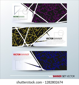 Set of horizontal banners. Abstract colorful background with simple geometric lines. Vector illustration.