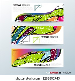 Set of horizontal banners. Abstract colorful background with simple geometric lines. Vector illustration.