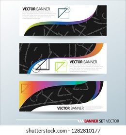 Set of horizontal banners. Abstract colorful background with simple geometric lines. Vector illustration.