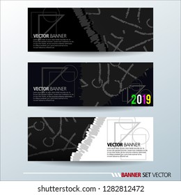 Set of horizontal banners. Abstract colorful background with simple geometric lines. Vector illustration.