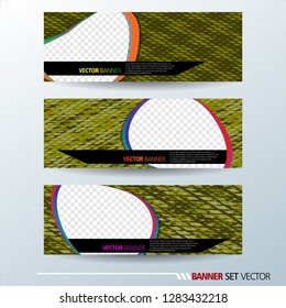 Set of horizontal banners. Abstract colorful background with simple liquid curve shape. Vector illustration.