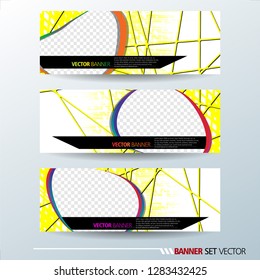 Set of horizontal banners. Abstract colorful background with simple liquid curve shape. Vector illustration.