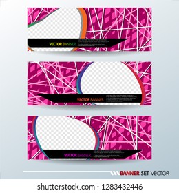 Set of horizontal banners. Abstract colorful background with simple liquid curve shape. Vector illustration.