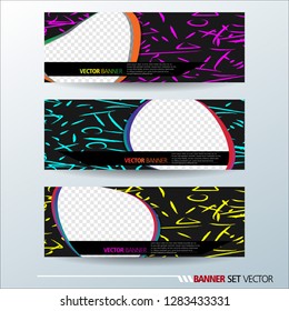 Set of horizontal banners. Abstract colorful background with simple liquid curve shape. Vector illustration.
