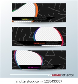Set of horizontal banners. Abstract colorful background with simple liquid curve shape. Vector illustration.