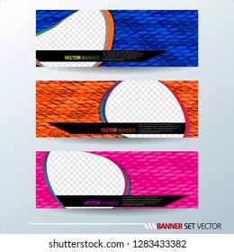 Set of horizontal banners. Abstract colorful background with simple liquid curve shape. Vector illustration.