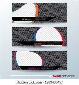 Set of horizontal banners. Abstract colorful background with simple liquid curve shape. Vector illustration.