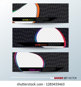Set of horizontal banners. Abstract colorful background with simple liquid curve shape. Vector illustration.