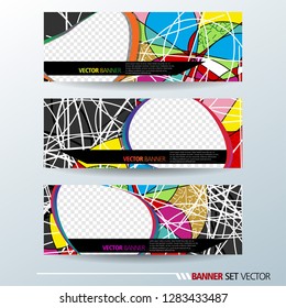 Set of horizontal banners. Abstract colorful background with simple liquid curve shape. Vector illustration.