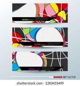 Set of horizontal banners. Abstract colorful background with simple liquid curve shape. Vector illustration.