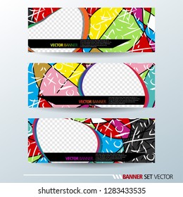 Set of horizontal banners. Abstract colorful background with simple liquid curve shape. Vector illustration.