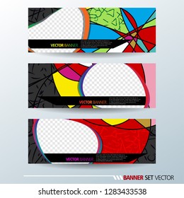 Set of horizontal banners. Abstract colorful background with simple liquid curve shape. Vector illustration.