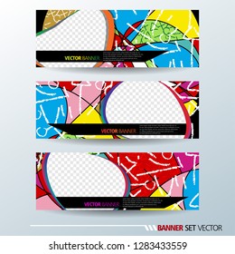 Set of horizontal banners. Abstract colorful background with simple liquid curve shape. Vector illustration.