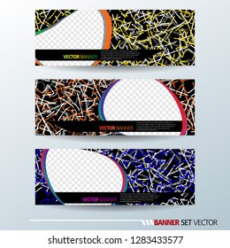 Set of horizontal banners. Abstract colorful background with simple liquid curve shape. Vector illustration.