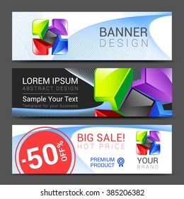 a set of horizontal banners with abstract full color logo for your business.