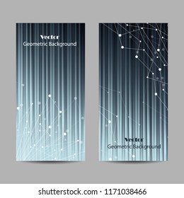 Set of horizontal banners. Abstract geometric background with connected lines and dots. Vector illustration.