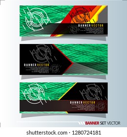 Set of horizontal banners. Abstract geometric in colorful background . Vector illustration.