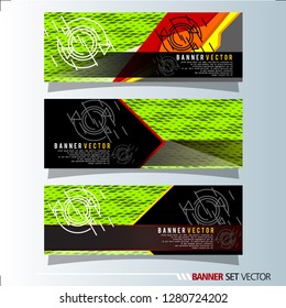 Set of horizontal banners. Abstract geometric in colorful background . Vector illustration.