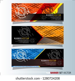 Set of horizontal banners. Abstract geometric in colorful background . Vector illustration.