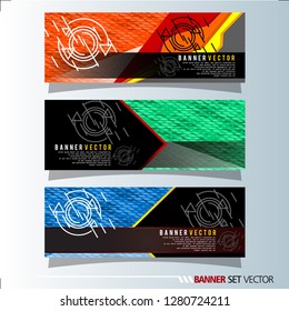 Set of horizontal banners. Abstract geometric in colorful background . Vector illustration.