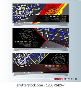 Set of horizontal banners. Abstract geometric in colorful background . Vector illustration.