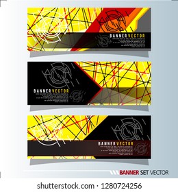 Set of horizontal banners. Abstract geometric in colorful background . Vector illustration.