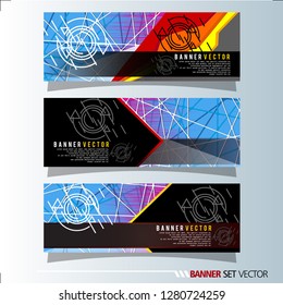 Set of horizontal banners. Abstract geometric in colorful background . Vector illustration.