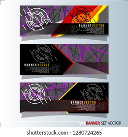 Set of horizontal banners. Abstract geometric in colorful background . Vector illustration.